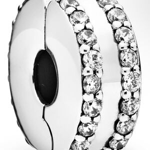 Authentic Pandora Double Lined Pave Clip PAIR